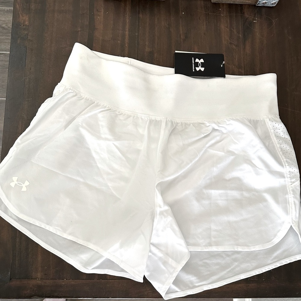 White Under Armour up the pace shorts
